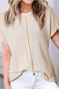 Solid Colored Textured Seam Top image 0