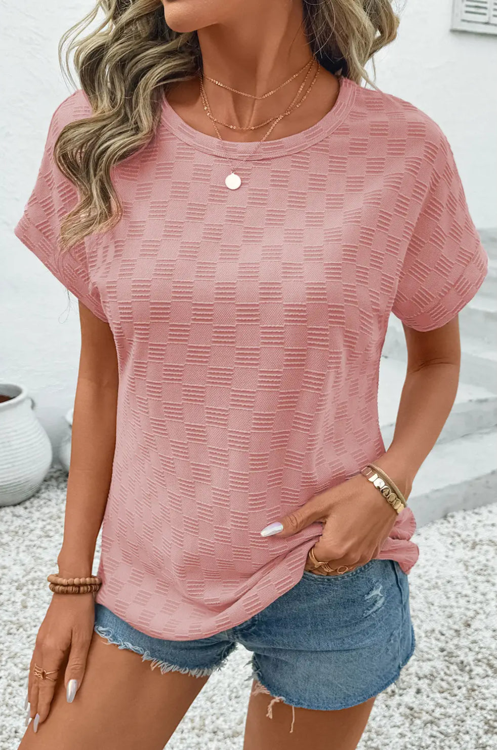 Checkered Pink Top image 0