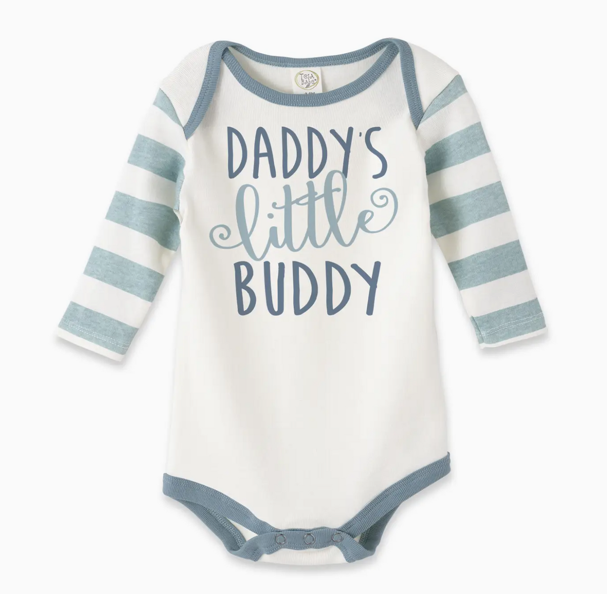 Daddy's Little Buddy Blue Striped Onesie image 1