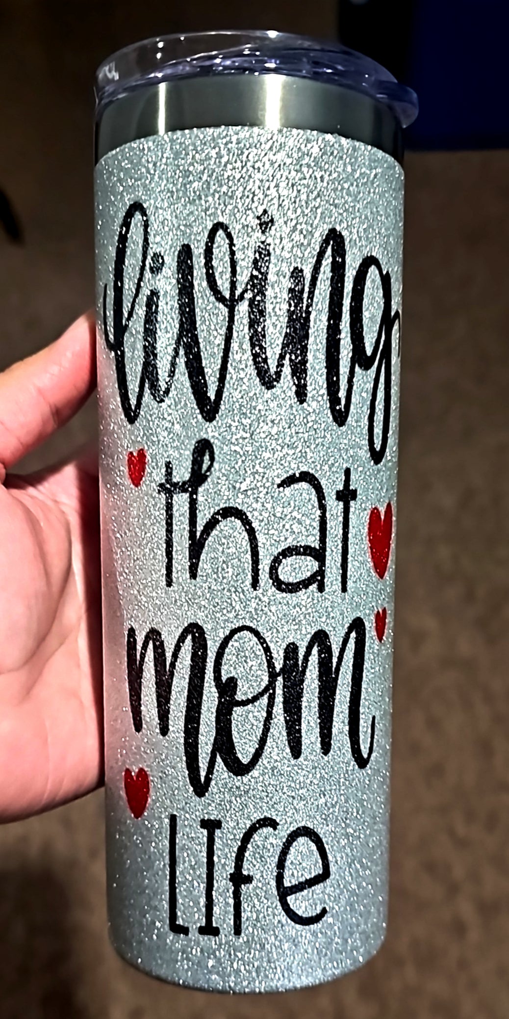 Mom's Daily Glitter Tumbler image 0